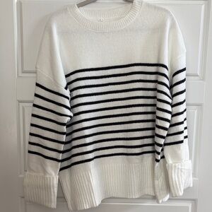 Amazon Women's Black and White Striped Sweater